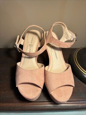 Chinese Laundry Women's Nude/Tan Suede Ankle Strap Sandals